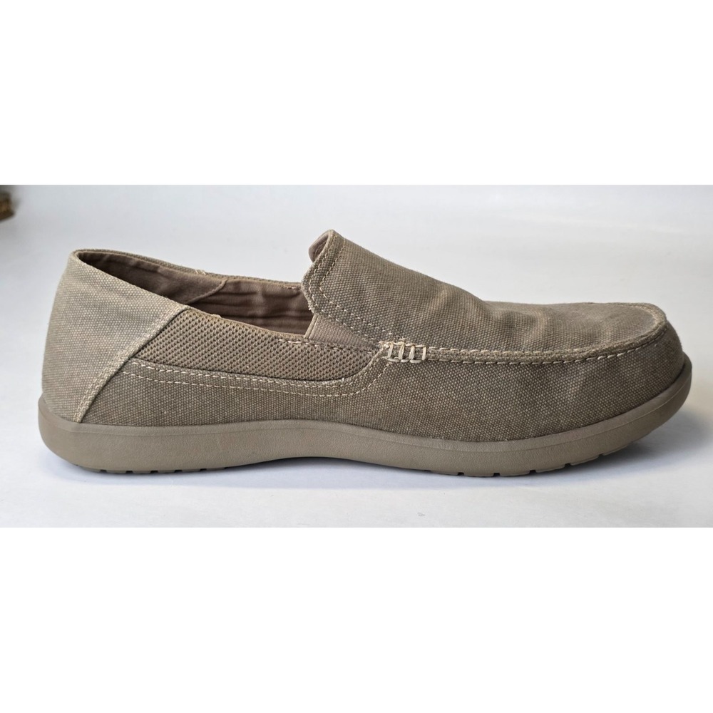 Crocs Santa Cruz 2 Men's Sneakers Size 12 Brown‎ Khaki Slip On Canvas Shoes - Picture 7 of 16